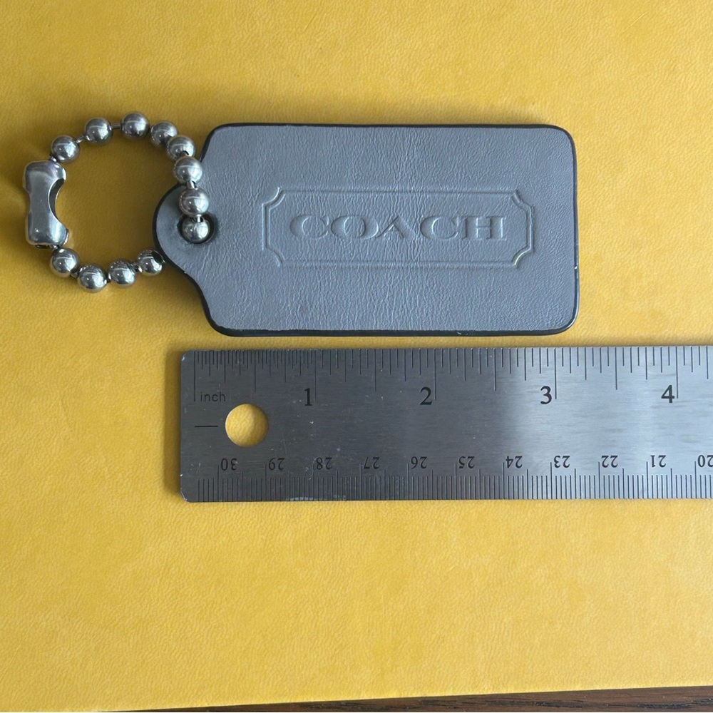 Coach Silver and Gray Keychain Tag